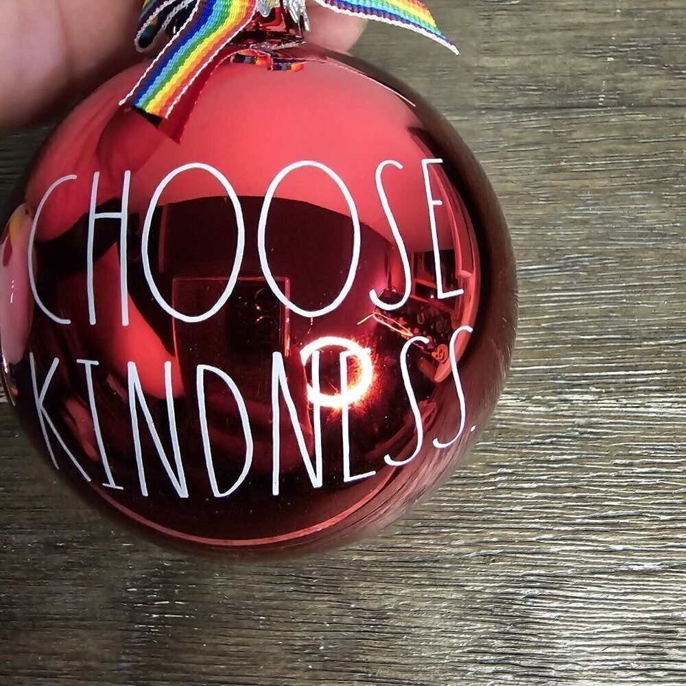Rae Dunn Bundle Of 2 LBGTQ Rainbow Christmas Tree Ornaments Glass Bulbs - Picture 3 of 8